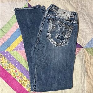 Miss Me Blue Boot Cut Jeans with Silver Accents